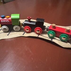 2 Train Sets Metal & Wooden Train Set - Red, Green, Black replacements